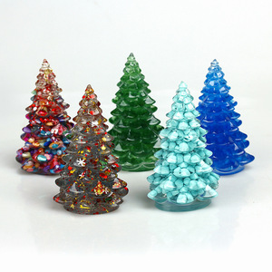 Mini Arbre de Noël en Résine pour Décoration Intérieure, Ornements de Bureau de Noël, Ensemble Décoratif Minimaliste Moderne Style Instagram - Product Image 1