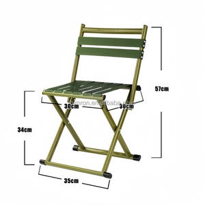 Tabouret pliant moderne en métal vert pour l'extérieur, idéal pour le camping, le parc, les loisirs et la pêche - Product Image 2
