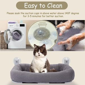 Suave y esponjoso, cálido, fuerte Fijación de succión, fácilmente plegable, extraíble, cama colgante para gato, hamaca - Product Image 3