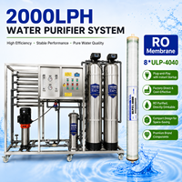Système de préparation d'eau pure industrielle 2000L/H avec garantie d'un an, équipement de traitement de l'eau avec pompe et moteur