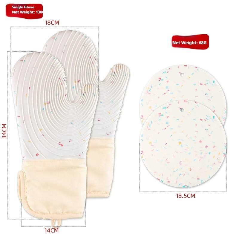 2 x Candy White Beveled Cuff Textured Gloves + 2 Mats