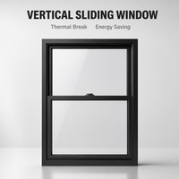 Jendela Geser Vertikal Aluminium Kaca Ganda dengan Thermal Break, Kedap Suara, Hemat Energi, Jendela Rumah Modern