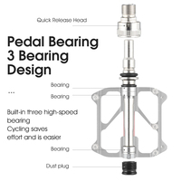 Pédales de vélo à dégagement rapide avec anneau de verrouillage de sécurité CNC en alliage d'aluminium 3 roulements pédales pour vélo pliant vélo de route