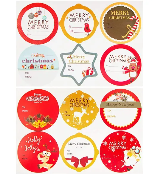 144 Count Tags beschichtetes Papier Aufkleber 36 Jumbo Designs für Weihnachts aufkleber Namensschilder Auf Etiketten schreiben-Weihnachts geschenk Etikett