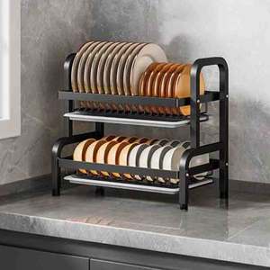 OEM Manufacturer's 2-Tier Stainless Steel Kitchen <b>Utensil</b> <b>Rack</b> Multifunctional Countertop Organizer Storage Shelf Islands Carts - Product Image 6