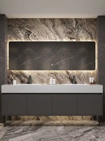 Meuble-lavabo avec miroir LED intelligent Combinaison de plaques de roche pour lavabo au sol en verre pour armoire pour salle de bain