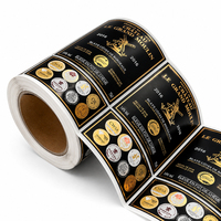 Etiquetas Personalizadas para Botellas de Vino, Impresión de Etiquetas Delanteras y Traseras, Estampado en Relieve con Lámina Dorada