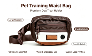 Sac à friandises pour chien avec ceinture de taille croisée, logo personnalisé, luxe, durable, fermeture éclair étanche - Product Image 1