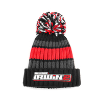Bonnet d'hiver épais en acrylique de haute qualité avec logo brodé personnalisé BSCI, bonnet tricoté à pompon teint, nœuds à pois, plage