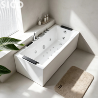 Baignoire autoportante d'angle en acrylique au design moderne, forme rectangulaire, écologique, garantie 5 ans, réversible – Meilleure vente