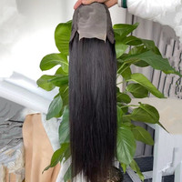 Peluca de cabello humano liso de 40 pulgadas, cabello virgen de Malasia, prearrancado, cabello indio crudo barato, peluca de encaje sin pegamento Hd para mujeres negras