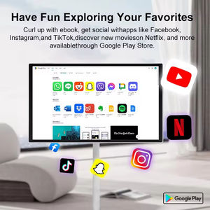 TV móvil de pie universal HDTV con retroiluminación LED inteligente portátil <span class=keywords><strong>Android</strong></span> <span class=keywords><strong>13</strong></span> blanca de 32 pulgadas con pantalla táctil y ruedas - Product Image 2