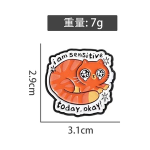 Broches de Esmalte con Frases Motivadoras, Soy Sensible <span class=keywords><strong>Hoy</strong></span>, Estilo Caricatura, para Amantes de Animales, Joyería - Product Image 5