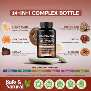 Biologische Paddenstoelencomplex Leeuwenmanen Kalkoenstaart Chaga <span class=keywords><strong>Cordyceps</strong></span> Reishi Maitake Shiitake Tremella Paddenstoelenmix Capsules - Product Image 3