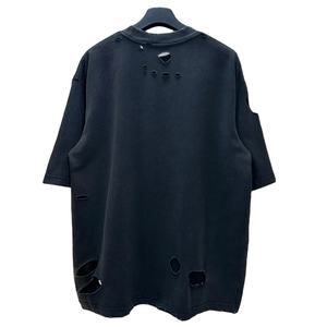 T-shirt personnalisé de haute qualité à épaules tombantes, effet vieilli, tricoté, 100% coton, noir délavé à l'acide, épais, coupe oversize, style Hip Hop, livraison rapide - Product Image 2