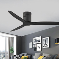 Durlitecn Ventilateur de plafond moderne en bois noir sans lampe avec télécommande Ventilateur de plafond en bois de 42 pouces pour chambre à coucher