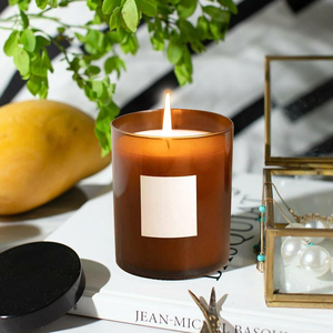 Wholesale Luxury Frosted Amber 8oz Empty Candle Glass Jar with Cork <b>Lid</b> for Soy Wax Scented Candles Home <b>Decoration</b> Christmas - Product Image 5