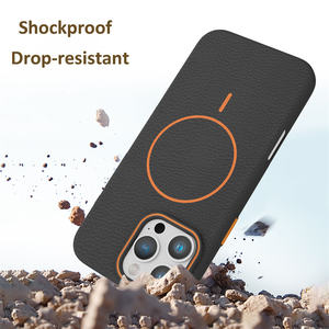 Coque de téléphone magnétique en TPU motif litchi élégant d'affaires de luxe pour iPhone 17 Air 17 16 E 15 14 13 12 Pro Max couverture de téléphone portable - Product Image 4