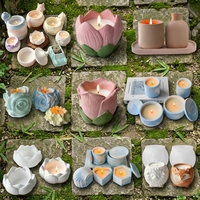 Moule en silicone varié en forme de rose et d'animal pour bougeoir, boîte de rangement, pot de succulente, coupelle à bougie, moule en gypse et époxy DIY