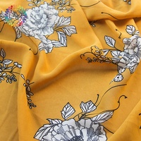 Mousseline de soie imprimé de perles, Polyester souple et fin, grandes fleurs, Rose rouge, nouvelle collection
