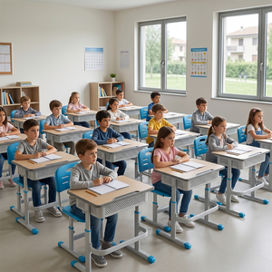 Customized Color Metal Modern <b>Adjustable</b> School Use Commercial Grade Writing <b>Table</b> and Chair SONGYE 1 Year Warranty ST-208E Adju - Product Image 5