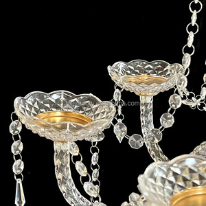 SMOOTH Wholesale Wedding Events <b>Table</b> Decoration Centerpiece Gold Metal Candle Holder With Crystal - Product Image 3