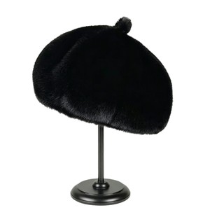 Béret en fausse fourrure de vison pour femme, chaud, anti-froid, amincissant, polyvalent, style artiste, disponible en gros pour l'automne et l'hiver - Product Image 5