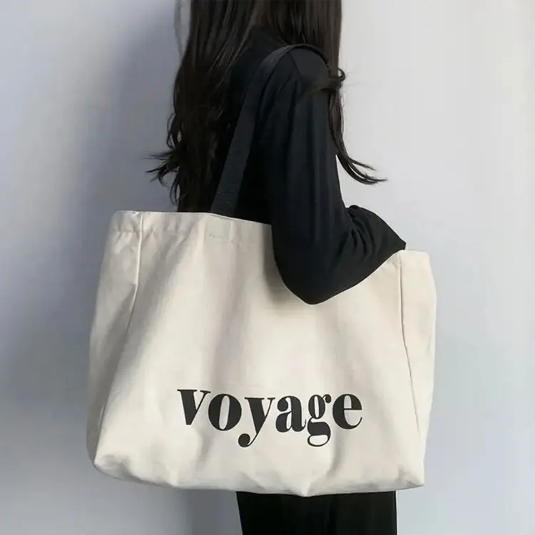 Wholesale Natural Extra Large Cotton Canvas Tote Bag With Logo Printing For Shopping