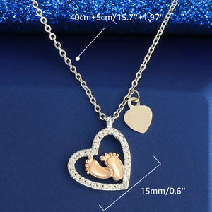 <span class=keywords><strong>Collana</strong></span> con Ciondolo a Cuore con Impronte di Piedi di Bambino, Amore Materno, <span class=keywords><strong>Collana</strong></span> con Cuore e Impronta per la Festa della Mamma - Product Image 4