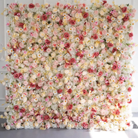 Panneau mural de fleurs artificielles colorées 8x8 pieds, idéal pour les mariages, avec arrangement floral – Vente chaude