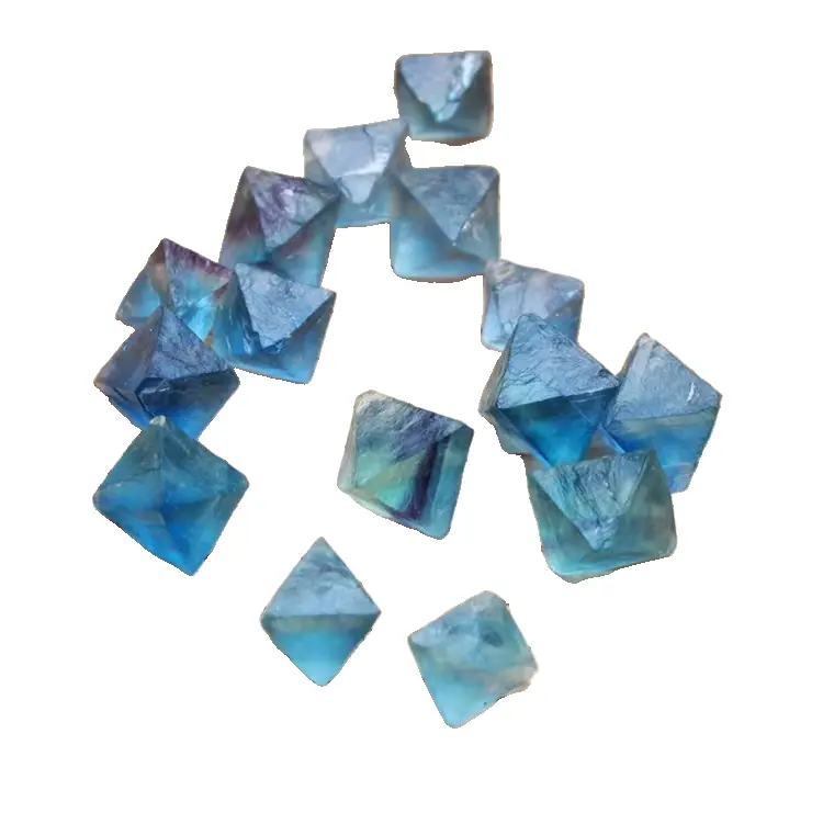 Natural blue Fluorite Octahedron Quartz Crystal Stone Polyhedra Double Pyramids Octahedral