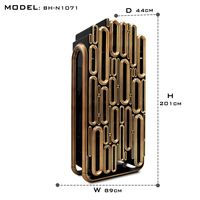 Exquisito Gabinete Oblongo de Edición Limitada con Acabado Negro y Dorado, Elementos Metálicos, Hecho a Mano, Gabinete de Almacenamiento Moderno Independiente