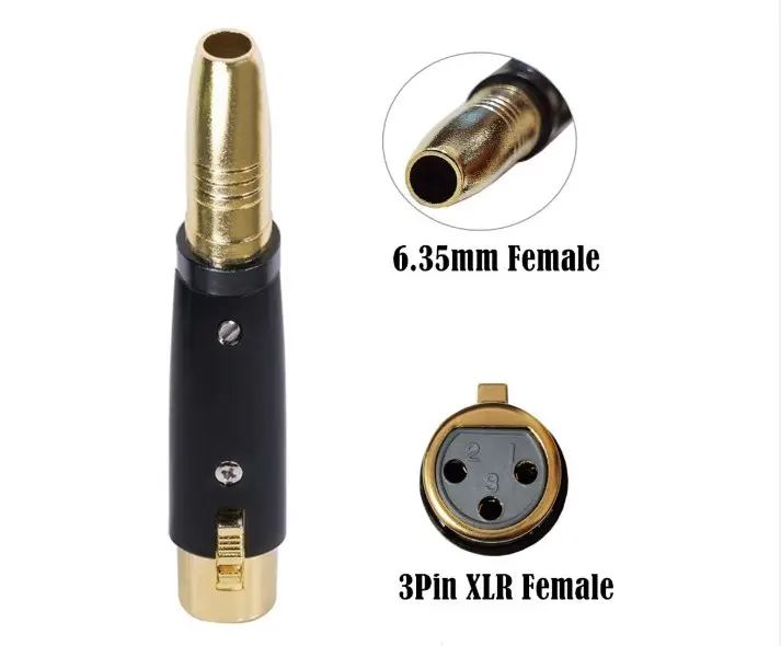 여성 잭 소켓 오디오 어댑터 블랙 골드 도금 어댑터 XLR 3 핀 여성 1/4 6.35mm OEM 전원 커넥터 M12 6 핀 여성