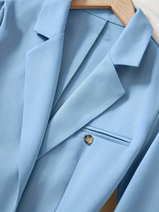 Veste de Costume de Bureau pour Femme, Tissée, Col en V, Un Bouton, Couleur Unie, Ouverte, Professionnelle - Product Image 5