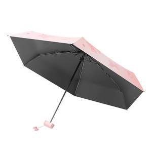 Parapluie de poche pliable miniature noir à six plis avec motif de <span class=keywords><strong>papillon</strong></span> mignon - Product Image 5