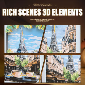 Puzzle en bois 3D de la scène de rue de <span class=keywords><strong>Paris</strong></span>, veilleuse - Cadre de boîte à lumière DIY, petite pièce décorative pour la maison, la chambre à coucher et l'artisanat en bois - Product Image 4