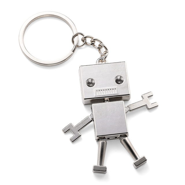 Creative Personality Robot Metal Pendant Cute Movable Hands and Feet Chain Key Ring Keychain