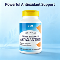 Gélules d'astaxanthine triple force naturelle, 60 unités, complément alimentaire OEM pour la santé des yeux, des articulations et du système immunitaire