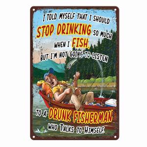 <span class=keywords><strong>Gone</strong></span> Fishing Wall Decor Custom Metal Tin Sign Lake House Decoraciones Man Cave Vintage Beach Photo Custom Text Photo Design - Product Image 5
