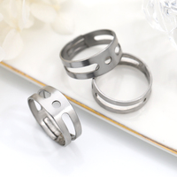 Einfache Schmuckteile für Damen und Herren, 17mm 18mm 19mm Runde Verstellbare Ringrohlinge mit Flacher Basis aus Edelstahl für Schmuckherstellung