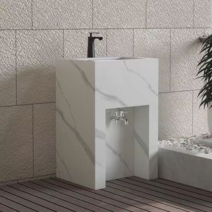 Lavabos en dalle <span class=keywords><strong>de</strong></span> roche sans joint faits à la main au design moderne pour salles <span class=keywords><strong>de</strong></span> <span class=keywords><strong>bain</strong></span>, lavabos colonnes sur pied en gros pour maison, hôtel, villa - Product Image 1