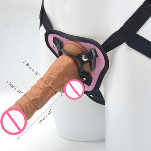 FAAK 17cm <strong>Lesbian</strong> Sex Toy Ladies Dress <strong>Strap</strong> on Realistic Dildo Strapon Strapon Dildo Penis with Belt Sex Toy for Women - Product Image 6