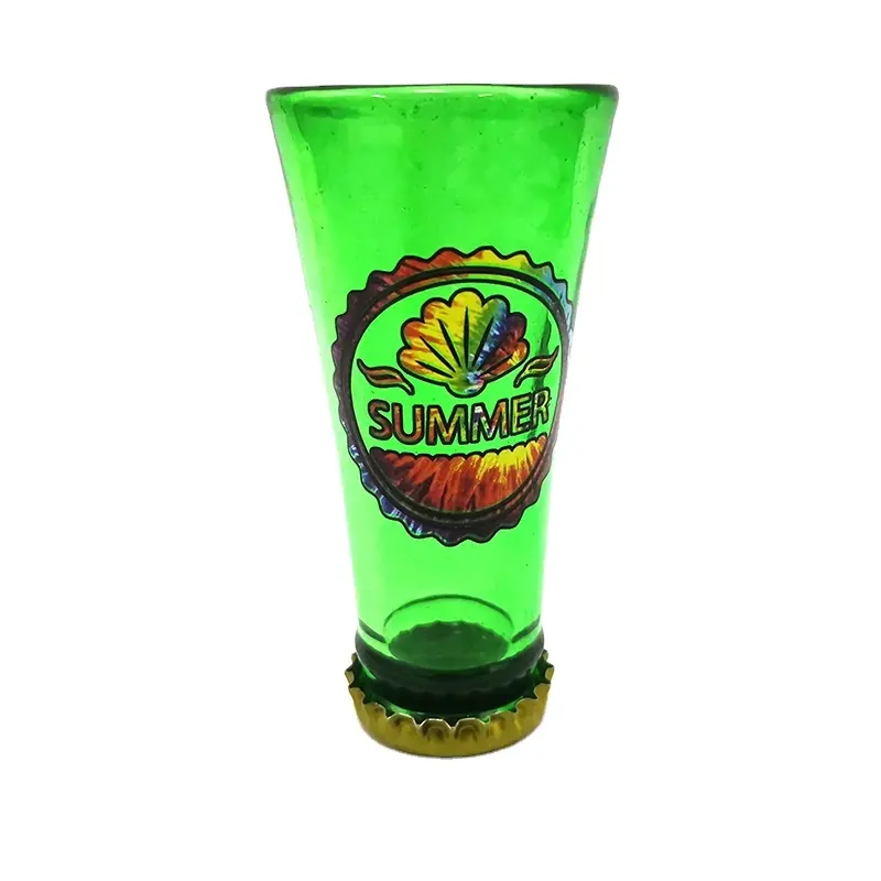 Vaso de chupito de color verde único personalizado, vaso de chupito superior