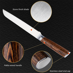 Grandsharp Premium German Top Grade DIN1.4116 Acero inoxidable <span class=keywords><strong>de</strong></span> alto carbono Cocina <span class=keywords><strong>Chef</strong></span> Pan Bow <span class=keywords><strong>Cuchillo</strong></span> con mango <span class=keywords><strong>de</strong></span> madera Pakka - Product Image 5