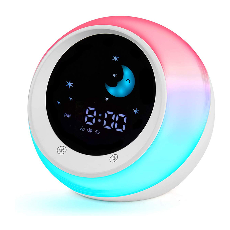 Mejor regalos de enseñar a los niños de dibujos animados Luna niños despierta luz y luz de noche reloj