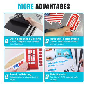 Nouveauté : Feuilles magnétiques souples, flexibles et résistantes, adhésives, imprimables, format A4, pour réfrigérateur/mur - Product Image 4