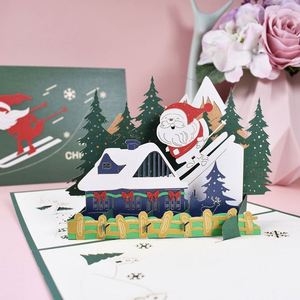 Carte de vœux de Noël 3D avec train pop-up et enveloppe - Product Image 3