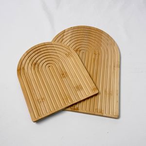 ถาดไม้ไผ่ลูกฟูกสไตล์นอร์ดิกแผ่นรองกันความร้อนสำหรับเสิร์ฟอาหารในครัว - Product Image 1