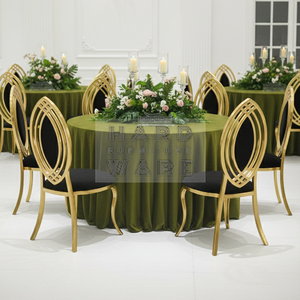 Cadeiras de Banquete para Casamento em Veludo Preto Real com Aço Inoxidável Dourado para Noivos - Product Image 4