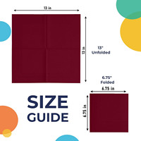 Serviettes de table jetables en papier 2 plis couleur bordeaux pour mariages, banquets, traiteurs et hôtellerie